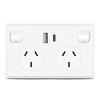 Prise murale australienne double avec ports USB, homologuée SAA, sortie 5V 3.6A, simple/double pôle, 240V 10A