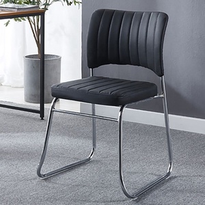 Silla de Oficina Tapizada en Negro con Base de Acero Inoxidable, Asiento Ergonómico Moderno para Oficina en Casa, Sala de Conferencias - Product Image 1