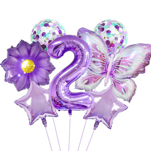 Set di <span class=keywords><strong>Palloncini</strong></span> in Foil a Forma di Fiore da 32 Pollici per Decorazioni di Feste di Compleanno per Bambini da <span class=keywords><strong>1</strong></span> a 9 Anni, Farfalle in Lattice per Baby Shower e Matrimoni - Product Image 5