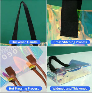 美しいエコフレンドリーなホログラフィック大型ビーチトートクリアギフトショッピングバッグ、ゴムPVCシリコンカスタムバッグ、女性の日常生活に - Product Image 3