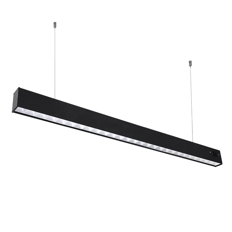 Penjualan terlaris lampu komersil Putih Hitam aluminium Pendant Down Linear lampu Led dengan lensa