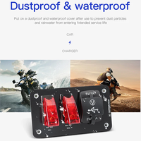 Interrupteur à bascule 2 voies en alliage d'aluminium avec LED rouge 12V, panneau d'interrupteurs à bascule avec disjoncteur USB pour voiture de course