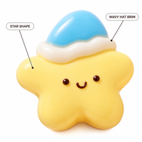 Figurine étoile souriante mignonne, corps jaune, chapeau bleu, mini taille paume, figurines cadeaux