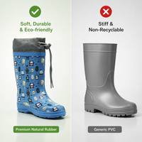 Bottes de pluie en caoutchouc naturel pour garçons, imprimé monstre, col à cordon, imperméables, antidérapantes, bottes Wellington pour enfants, support OEM ODM