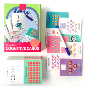 Jouets d'éducation précoce pour bébés écriture et essuyer 123 cartes cognitives 28 pièces formation carte flash <span class=keywords><strong>montessori</strong></span> jouets personnalisés - Product Image 1