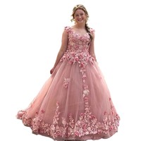 Robes de Quinceañera NDB10052, col en V, épaules dénudées, sans manches, dos nu, en mousseline de soie, dentelle, appliques en dentelle, jupe bouffante