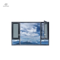 Ventanas residenciales impermeables de aislamiento recto de fábrica, ventanas abatibles de vidrio templado Doble
