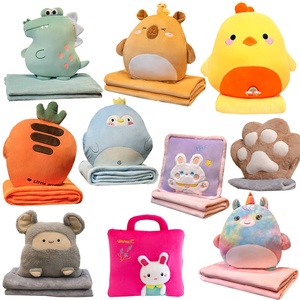 Personalizzato 3 in 1 Peluche cuscino giocattolo con coperta scaldamani Set di animali Plushie aria condizionata cuscino trapunta <span class=keywords><strong>Manta</strong></span> Almohada Peluche - Product Image 1