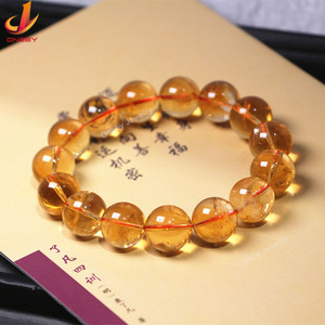 Pulseras de Cristales Naturales de Alta Calidad, Pulseras de Citrino Amarillo con Cuentas Redondas de Diseño Médico, Joyería de Topacio Escocés - Product Image 4
