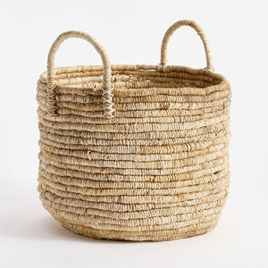Pot de couverture de plante en rotin tissé aux algues naturelles peut être plié panier de rangement de cuisine intérieur et extérieur - Product Image 1