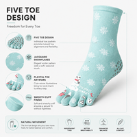 Chaussettes antidérapantes à cinq doigts personnalisées avec semelle en silicone pour yoga, pilates et barre, marque privée OEM, faible MOQ