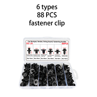 Kit d'assortiment de 88 pièces de rivets à pression en plastique résistant aux fissures, 6 types, fixation universelle pour carrosserie automobile, fixation de pare-chocs
