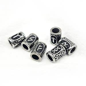 Cuentas de rastas con letras, cuentas de barba, cuentas de posicionamiento de acero inoxidable Retro-Accesorios de joyería DIY - Product Image 4