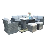 7PC Abnehmbare Aluminium Outdoor Korb möbel Patio Rattan und Garten Schnitts ofa Gesprächs terrasse Set mit Ottomane