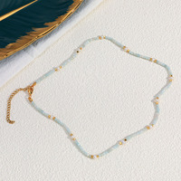 BOHO Mini collier de perles en pierre naturelle, collier de pierres, bijoux d'amazonite, colliers de perles pour filles