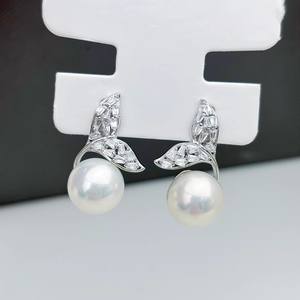 ต่างหูเงินแท้ S925 รุ่น 22383 สำหรับงาน DIY ประดับมุก พร้อมถาดเปล่าและห่วงสำหรับใส่ลูกปัดกลมขนาด 10-12 มม. สำหรับออกแบบเครื่องประดับแฟชั่น - Product Image 3