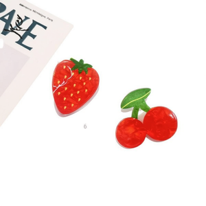 Pinces à cheveux en plastique motif fraise et cerise 5,5 cm pour femme, style décontracté - Product Image 1