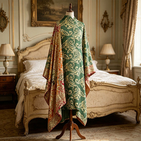 Ensemble de Dirac Somalien Farasawi en Soie de Mûrier Tissée Dorée, Série Élégante Verte, Tissu Gabasar Premium pour Mariage Traditionnel