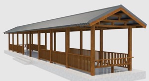 Nieuwe Chinese Stijl Gang Imitatie Hout Modern Paviljoen Binnenplaats Villa Tuin Paviljoen Tuin Landschap