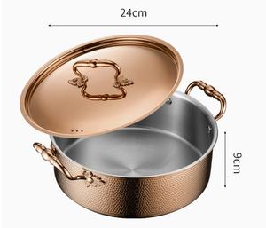 Olla de Acero Inoxidable de Alta Calidad Yolesen con Tres Capas y Patrón Martillado para Caldo Claro de Doble Sabor Estilo <span class=keywords><strong>Ruffini</strong></span> - Product Image 4