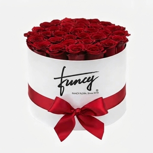 Set de Regalo para Recién Nacido, 36 <span class=keywords><strong>Flores</strong></span>, Rosas Preservadas en Caja Redonda Grande, Duraderas, Estabilizadas, Eternas, Encantadas, Inmortales - Product Image 1