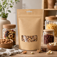 Sachet refermable en papier kraft avec fenêtre, en stock – Idéal pour fruits secs, noix, chips et autres snacks |   Quantité minimale de commande faible
