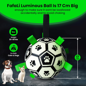 Luminoso calcio calcio cane palla con cinghie giocattolo interattivo per grandi prodotti a prova di masticazione impermeabile - Product Image 6