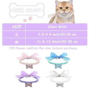 Arco desmontable gato collar diseños Rhinestone colgante <span class=keywords><strong>venta</strong></span> al por mayor accesorios para mascotas perla gato perro Collar para mascota pequeña - Product Image 3
