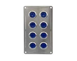 Stainless Steel Switch Panels with Blue LED On/Off Switches