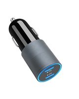 Chargeur de voiture 2 en 1 en alliage d'aluminium, nouveau type C PD, 2 ports type C, chargeur de téléphone portable, adaptateur de voiture à charge rapide
