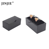 Fantastique coffret cadeau économique en similicuir noir pour boutons de manchette ou pince à cravate (deux bandes)