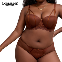 Ensemble soutien-gorge à armatures grande taille, bonnet couvrant avec maintien latéral, soutien-gorge push-up anti-affaissement avec détails sexy à bretelles