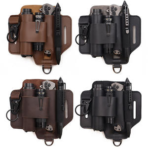 Factory Custom Genuine Leather EDC Tactical Tool Organizer Belt Holster Flashlight <b>Knife</b> Pen <b>Holder</b> Outdoor Survival Gear - Product Image 6