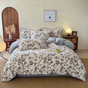 Roupa de Cama de Inverno Luxuosa com Estampa Floral Vintage Rosa Pom Pom, Macia e Amiga da Pele para o Quarto de Casa - Product Image 4