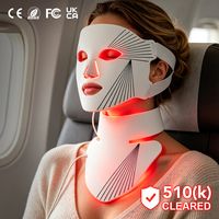 Masque LED à lumière rouge pour le visage et le cou avec couverture pectorale, appareil de luminothérapie portable pour la routine de soin de la peau