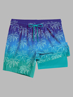 Short de plage à imprimé hawaïen pour homme-Short de plage à séchage rapide de 4 pouces avec doublure, coupe ample pour les vacances et le surf