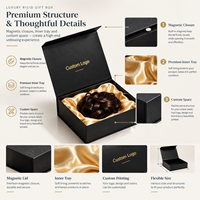 Boîte à perruque noire de luxe avec couvercle magnétique, emballage rigide personnalisé pour extensions et mèches de cheveux, boîte cadeau doublée de satin avec logo