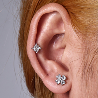 Lingchee Titane Clous d'oreilles droits à filetage interne 16G pour Tragus, Cartilage, Hélix, Bijoux de piercing, Plusieurs thèmes