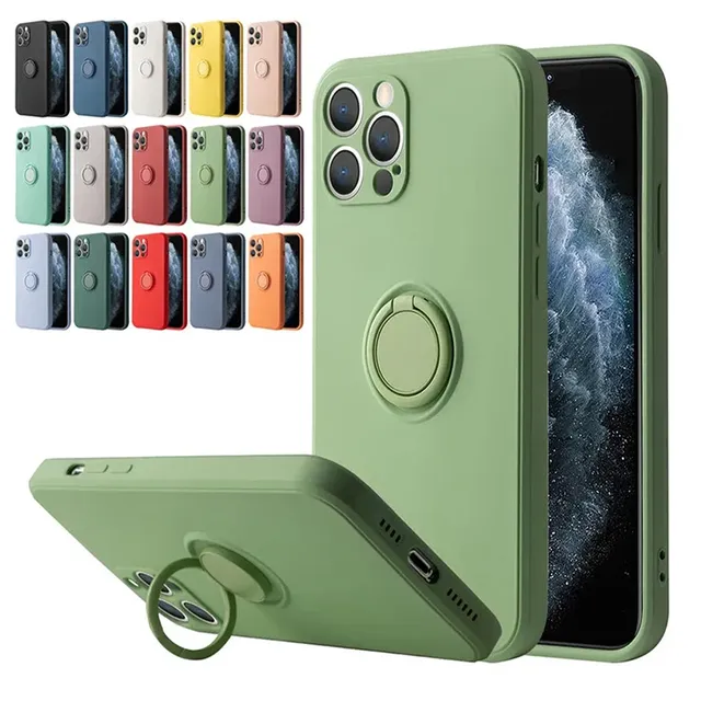 Liquid Silicone Magnetic Bracket Ring Phone Cases for IPhone 17 16 15 14 13 12 11 Pro Max Mini XR 8 7 Plus Shockproof Back Cover