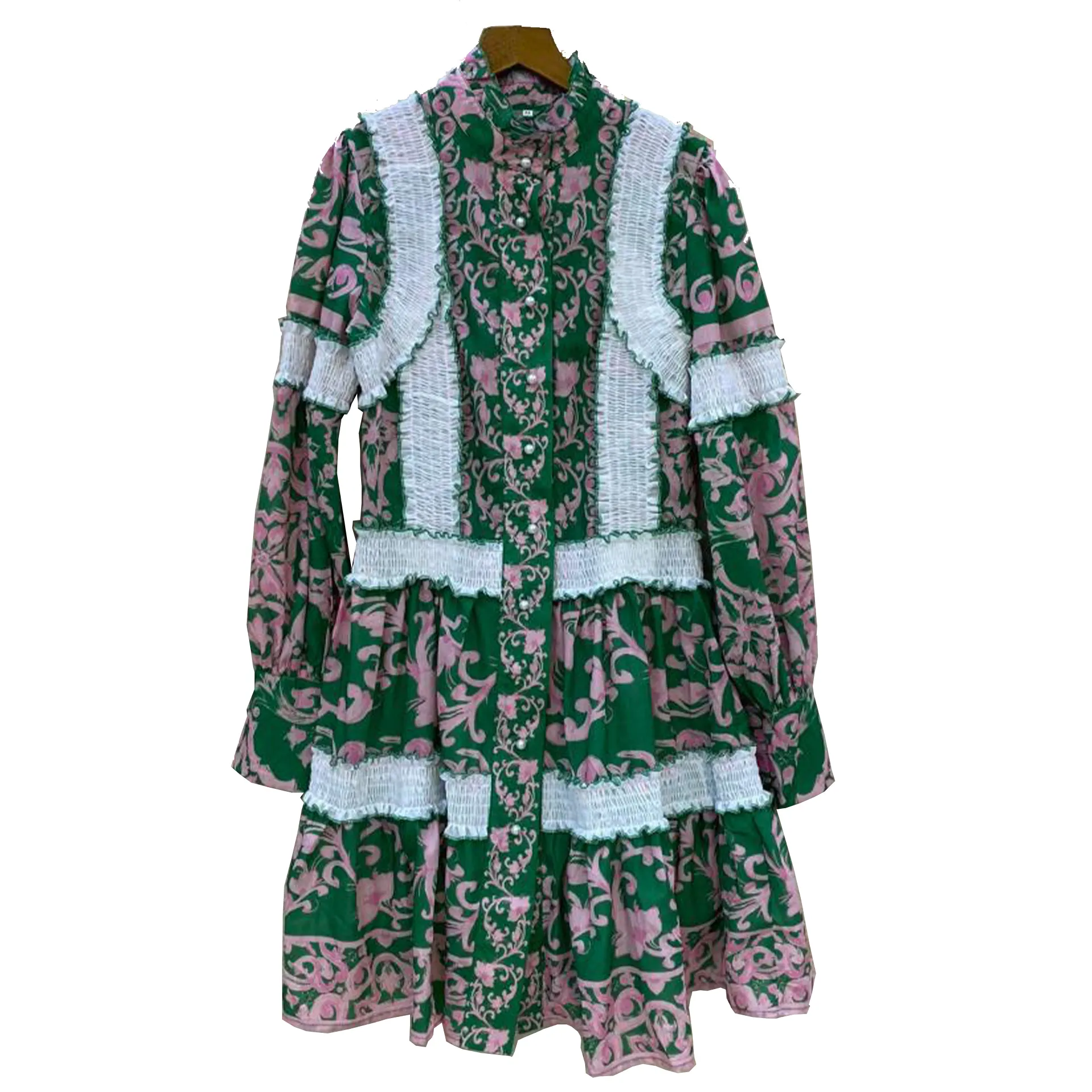 Spring Autumn Ladies'Dress European Vintage Patchwork Sweet Long Dress for Women