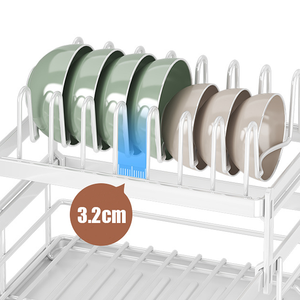 Nouveau style : Support de rangement en métal pour vaisselle, égouttoir à vaisselle double couche pour évier de cuisine, organiseur de bols et assiettes - Product Image 6