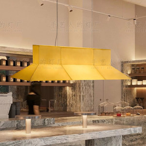 Luminaire suspendu LED rectangulaire doré pour restaurant, bar, salon de thé, style Wabi Sabi - Product Image 5