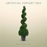 Arbre topiaire en buis artificiel en spirale, en pot, décoration intérieure, faux vert réaliste