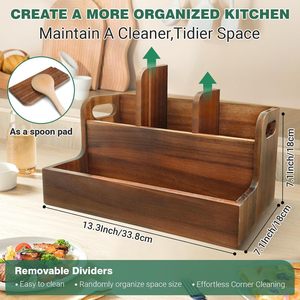 Caja de almacenamiento de cubiertos de madera vintage, soporte para cuchillos y tenedores de restaurante, organizador de condimentos y artículos diversos para cocina. - Product Image 5
