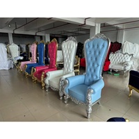 Chaise Trône de Luxe Royale Moderne à Dossier Haut, avec Cadre en Bois Massif Doré, Durable, Blanc Rose Rouge, pour Mariée, Hôpital, Parc, Sous-sol