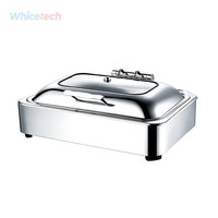 Matériel de restauration en acier inoxydable 201WT-1107, ensemble de chauffe-plats rectangulaires pour buffet, ensemble de chauffe-plats pour buffet