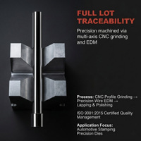 Poinçon d'éjection personnalisé en carbure de tungstène ISO K20 C2 avec revêtement TiAlN pour matrices de découpe métallique automobile