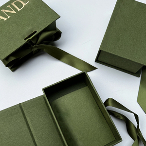 Caja de Regalo de Lujo Personalizada con Cinta <span class=keywords><strong>Verde</strong></span> para Cosméticos y Joyería, con su Logotipo Personalizado - Product Image 2