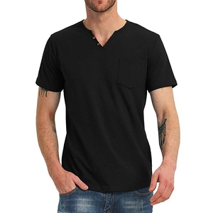 Camisetas con Botones, Cuello en V, Manga Corta, Corte Casual, Camisetas para Hombre Lisas para Impresión Personalizada, Diseño de Logotipo - Product Image 1