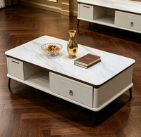 Table basse et meuble TV en marbre de luxe moderne, combinaison design 2026, mobilier domestique pour salon